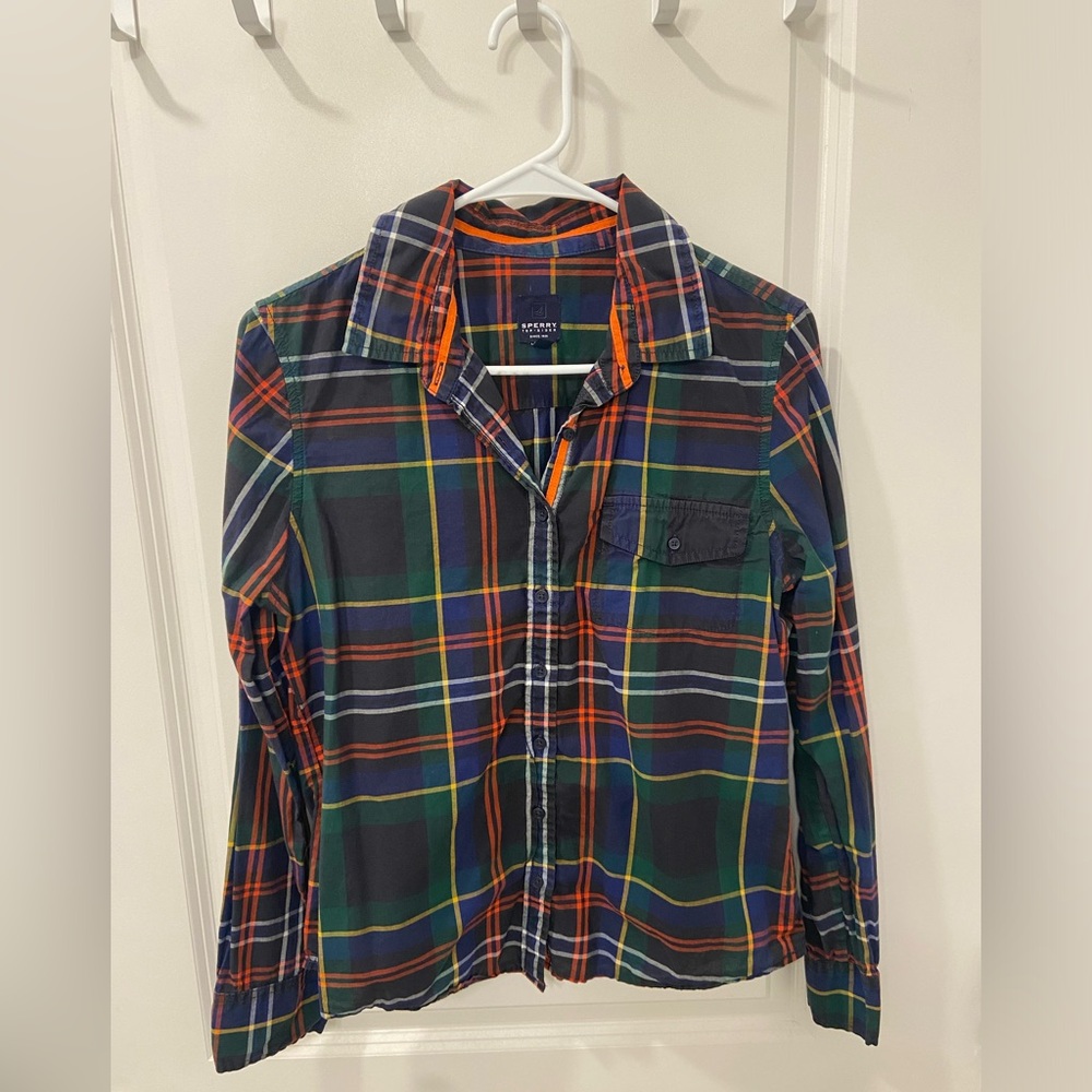 Sperry Top Sider Button Down Plaid Shirt, size Medium
